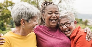 Senior women hugging and supporting each other